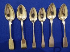 2 Victorian silver teaspoons, 1.16ozt, 2 George III silver teaspoons, 0.98ozt & 2 George III