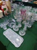 18 various cut & plain glass vases & a tray