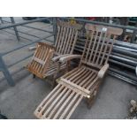 2 teak garden recliners