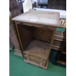 Pine tambour front storage unit with 2 graduated drawers to base, 25' x 39' x 20'