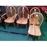 2 standard & 2 carver wheel backed Windsor armchairs