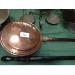 Large copper bed warmer