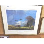 Framed & glazed print 'Steady there, them's Spitfires', by Frank Wootton, 27.5' x 24'