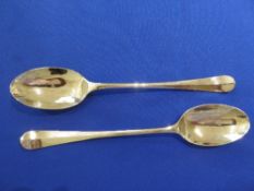 Pair of silver plated long-handled serving spoons