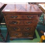 Walnut veneer batchelor's chest with fold-over top to lopPers & 4 graduated drawers, on bracket