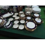 Large qty of blue & gold part dinner set, some by Simpsons Ambassador & some other