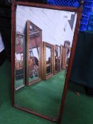 Oak framed wall mirror with finials, 38.5' x 20'