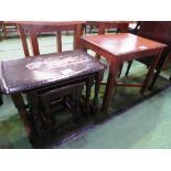 Mahogany occasional table & oak nest of 3 tables