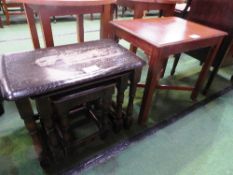 Mahogany occasional table & oak nest of 3 tables