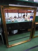 Large decorated gilt framed bevel-edged wall mirror, 54' x 42'