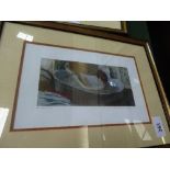 3 framed & glazed French prints & a matching framed & glazed print of sea shells