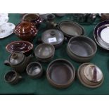 Qty of Langley part dinnerware & 3 brown oven to tableware plus 1 other