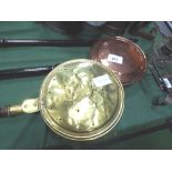 Large copper long-handled bed warmer & a large brass bed long-handled warmer