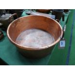 Very large copper pan with handles, 21' diameter, 8.5' deep