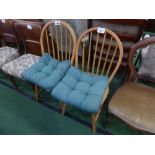 2 beech stick-back Windsor chairs