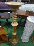 Beech torchiere with barley twist column & base, 36' high