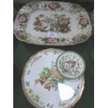 Large Victorian Hanley 'Palestine' meat plate, 21.5' x 18' & a Royal Worcester cake stand, 13'