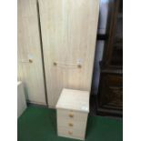 Melamine single wardrobe & melamine 3 drawer small chest