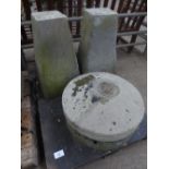 2 staddle stones on square sided supports
