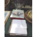 'Mate!' Chess drinking game, a large glass vase & 2 mirrored plates