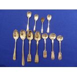 11 silver plated teaspoons & condiment spoons