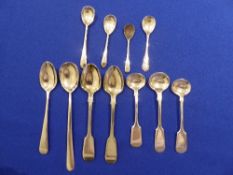 11 silver plated teaspoons & condiment spoons