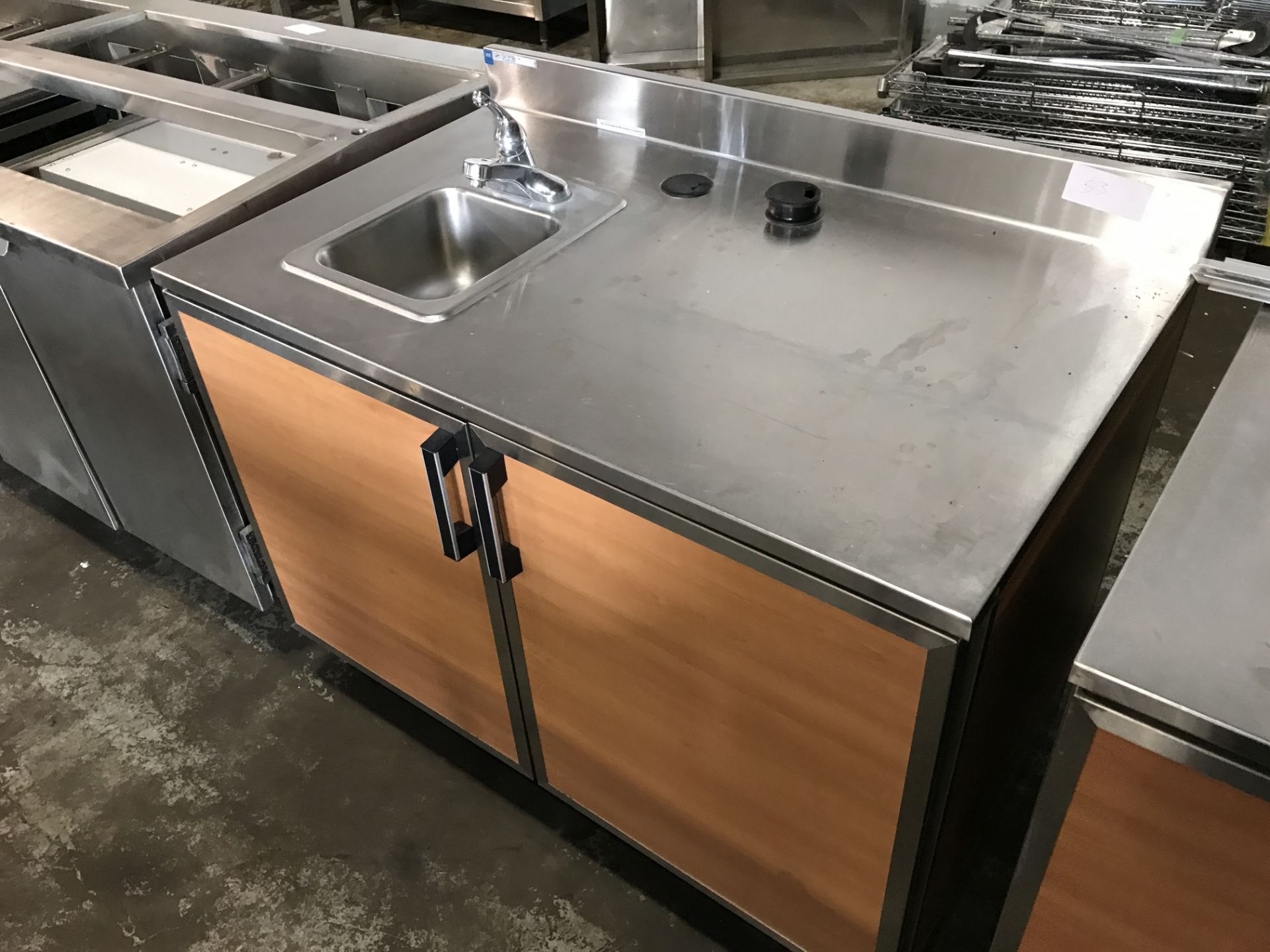 Sink and stainless steel table combo