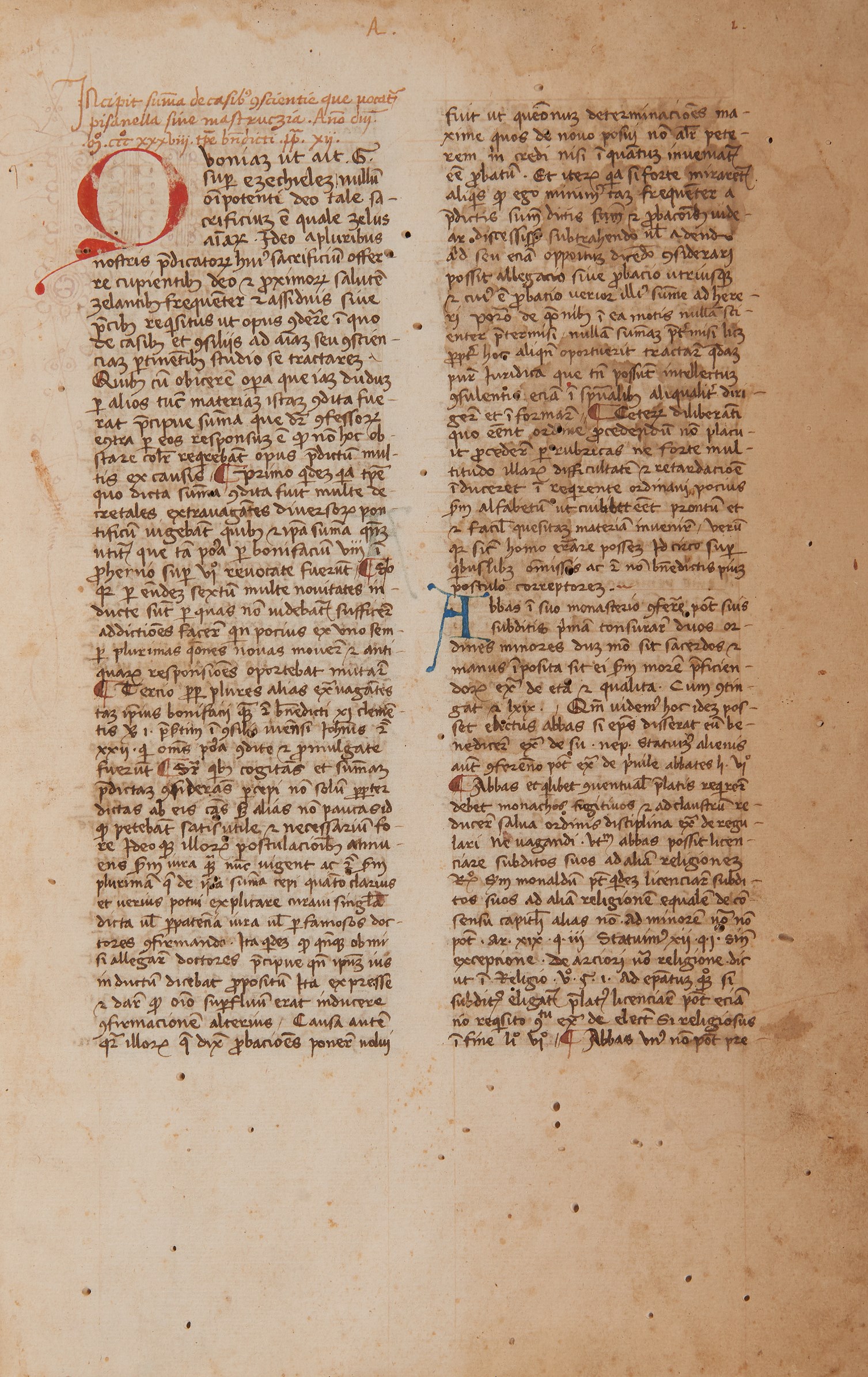[GUARNERA, Antonio. Copista] -- BARTOLOMEO DI SAN CONCORDIO (1260-1347). Summa de casibus