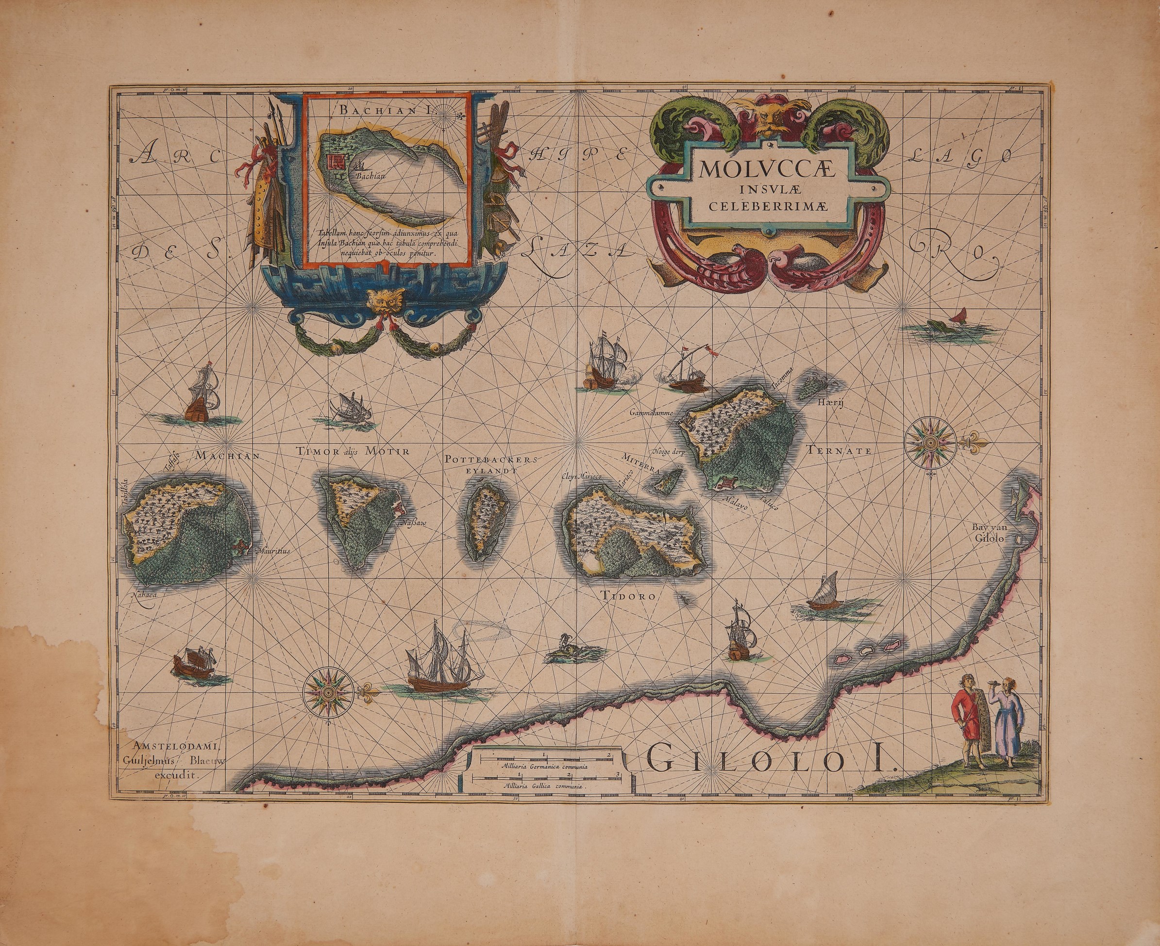 BLAEU, William (1571-1638). Moluccae insulae celeberrimae. Amsterdam: [s.n. 1630]. Bella mappa