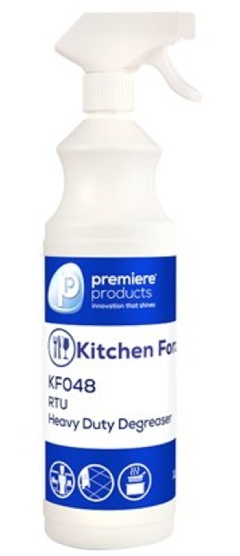 48 x Kitchen Force 1 Litre Ready to Use Heavy Duty Sanitising Degreaser - Premiere Products - Includ