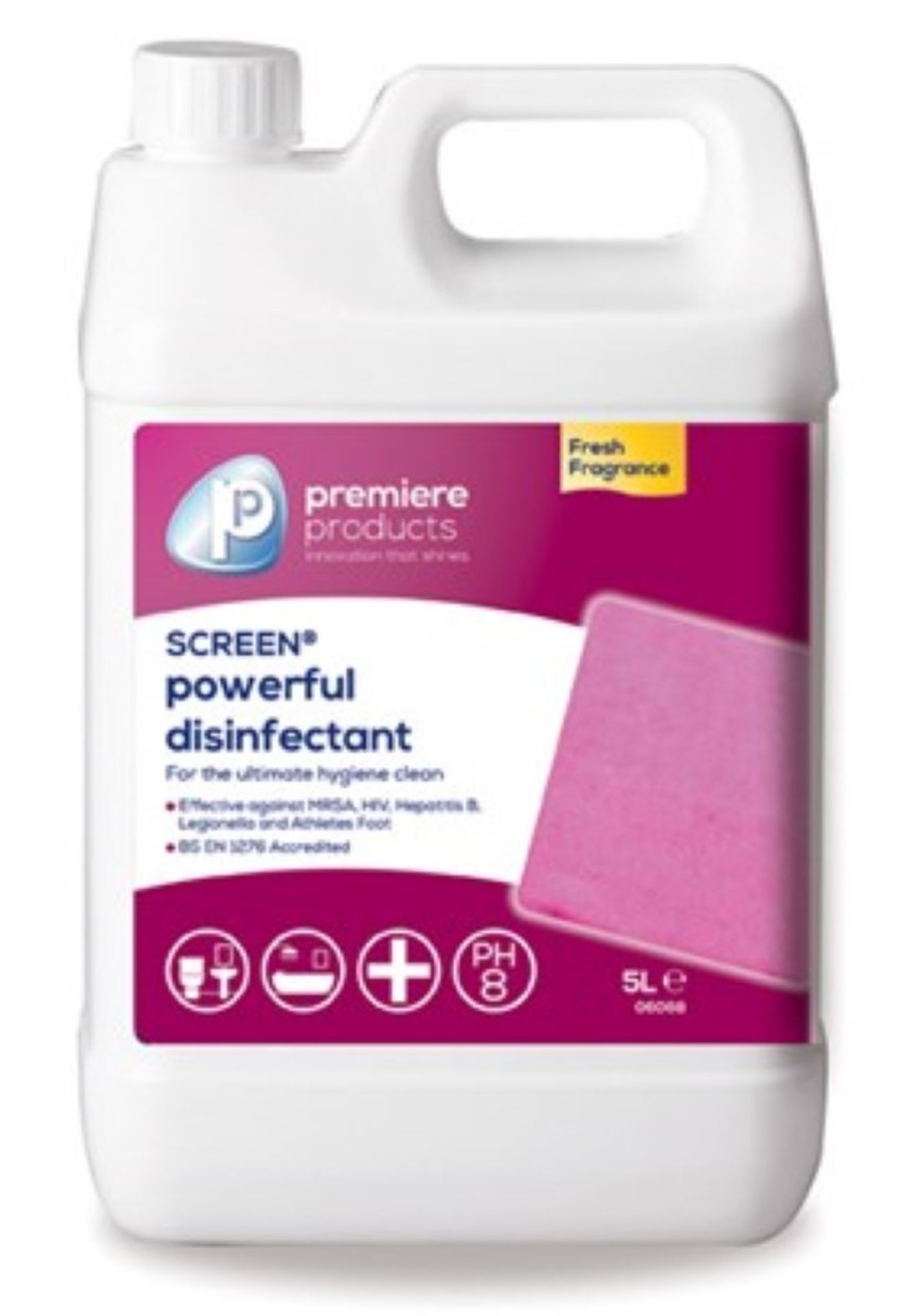 10 x Premiere 5 Litre Screen Virucidal Disinfectant - Premiere Products - Includes 10 x 5 Litre Cont