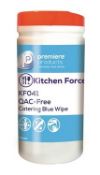 90 x Kitchen Force Blue Catering 150 Wipe Packs - Premiere Products - Byotrol Technology - QAC Free