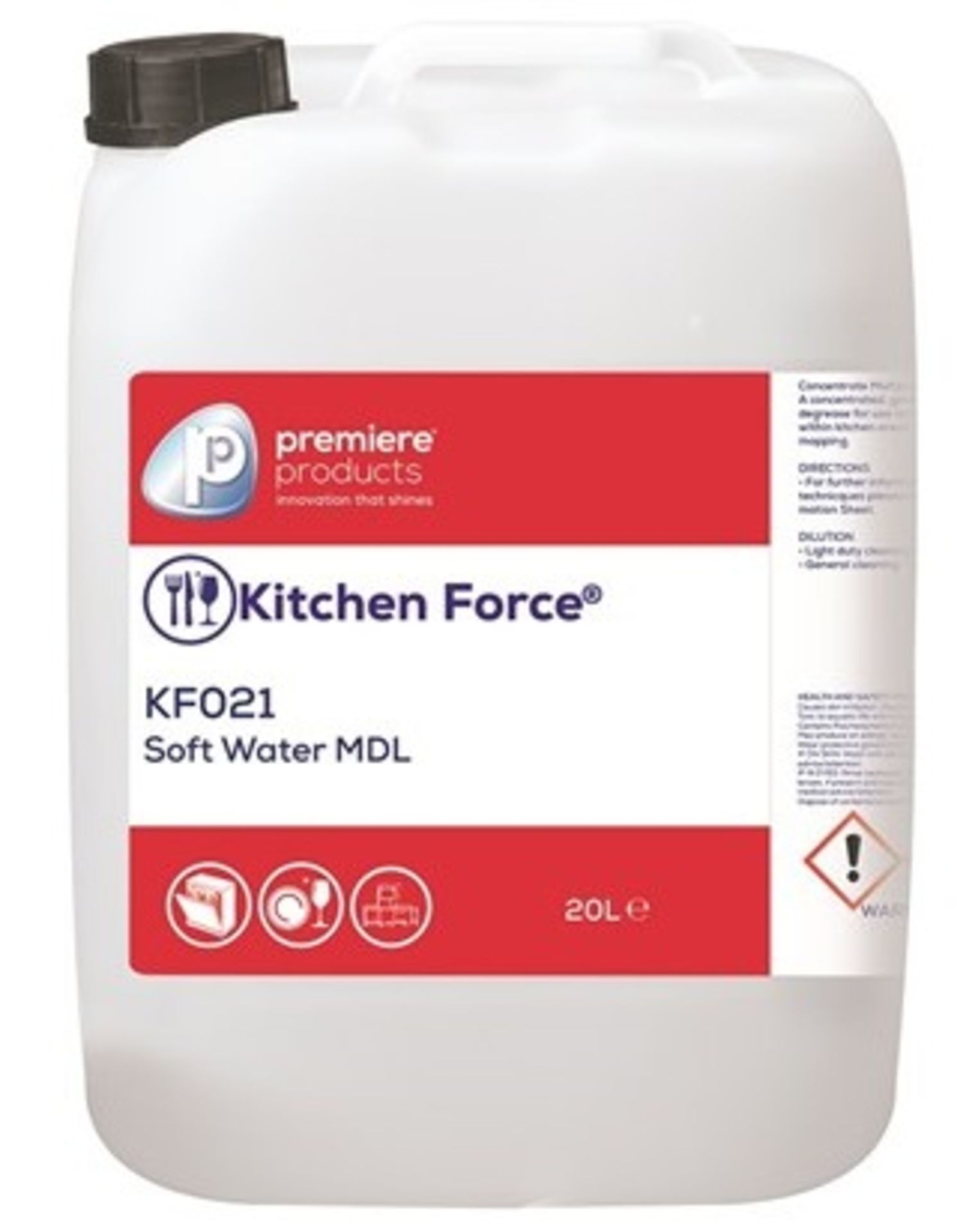 1 x EcoForce 20 Litre Soft Water MDL - Commerical Dishwasher Detergent - Premiere Products - Brand N