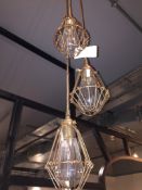 1 x Designer Industrial-Style Triple Pendant Light Fitting - Approx Dimensions: Diameter 12cm,