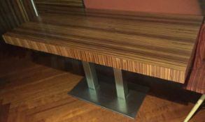 1 x Modern Zebrawood Rectangular Table - Substantial Chrome Pedestal With Zebrawood Top - H76 x W140