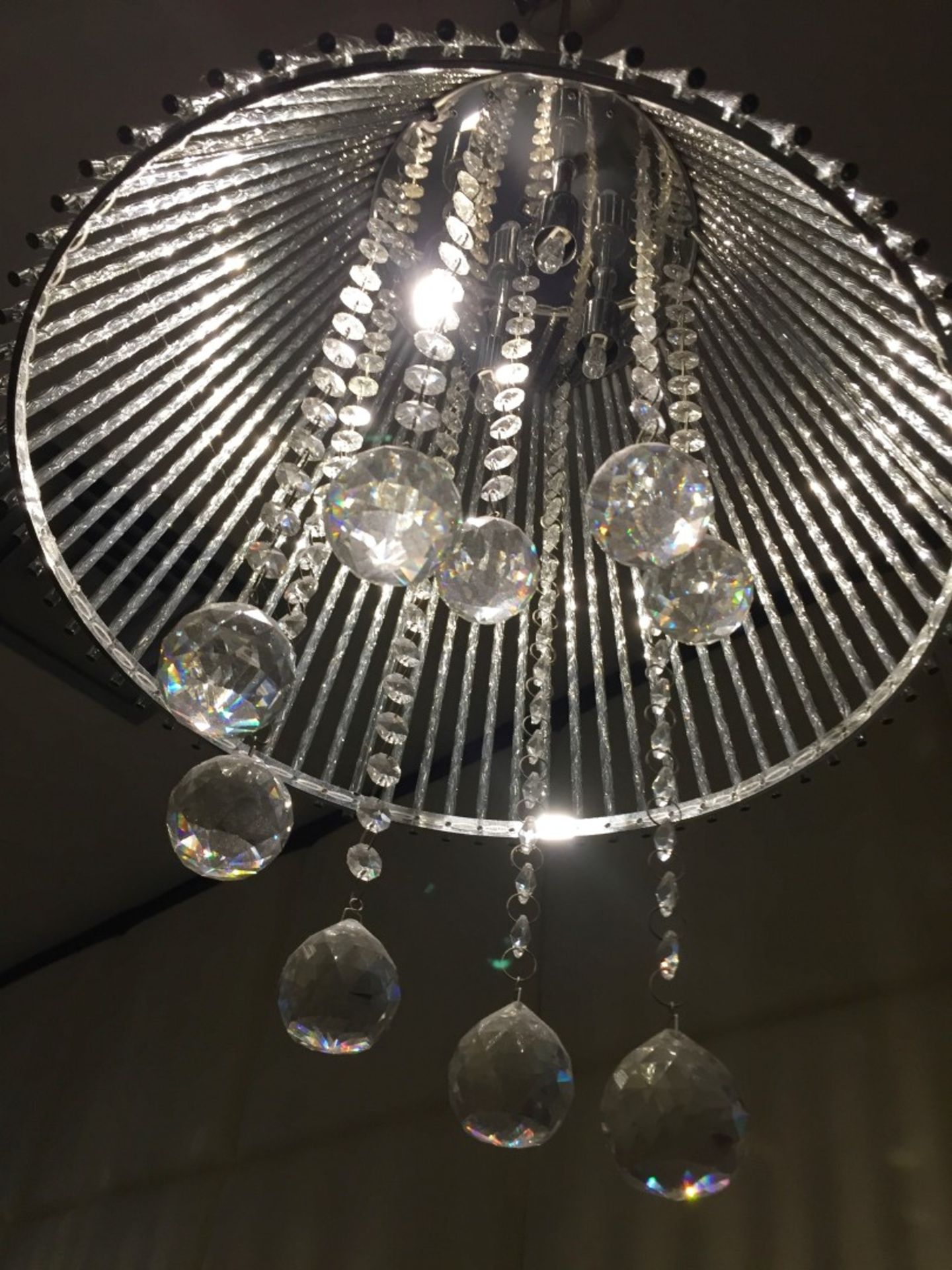 2 x Contemporary Pendant Ceiling Lights With Faux Crystal Droplets - CL188 - Ref GF1 - Location: - Image 3 of 4