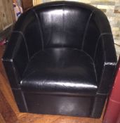 1 x Black Leather Tub Chairs - H70/42 x W70 x D70 cms - CL188 - Ref 2ND63  - Location: London W1J