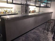 1 x Restaurant Serving Counter Featuring Stainless Steel Top And Hatches At Both Ends - Originally