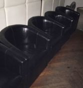 4 x Black Leather Tub Chairs - H70/42 x W70 x D70 cms - CL188 - Ref B35  - Location: London W1J