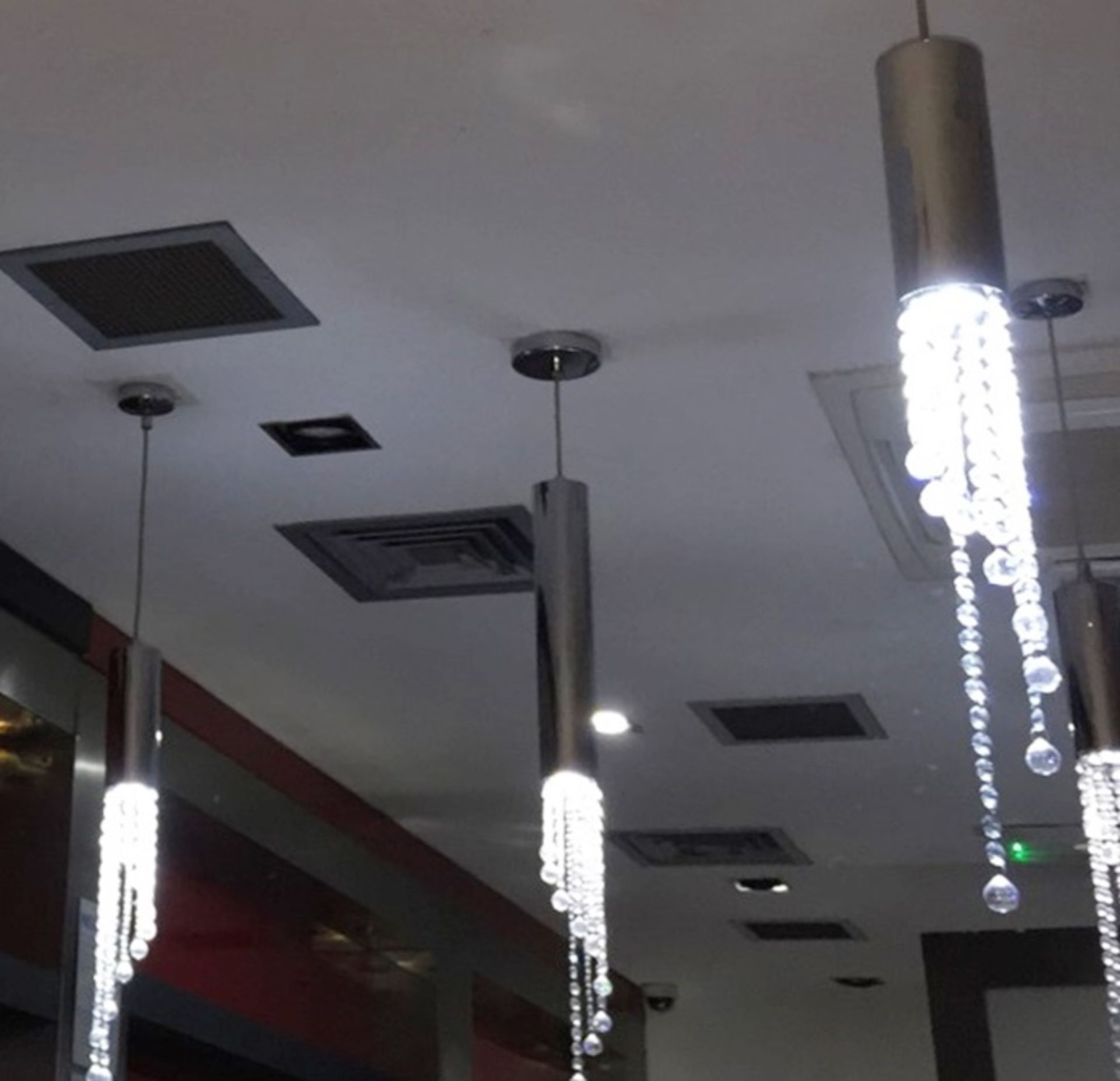 3 x Contemporary Pendant Ceiling Lights With Faux Crystal Droplets - CL188 - Ref GF2 - Drop - Image 6 of 6