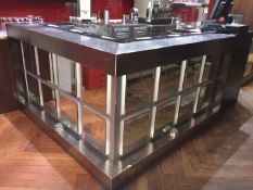 1 x Contemporary Mirrored Bar With Stainless Steel Counter, Coolers, Storage, Integrated Sink