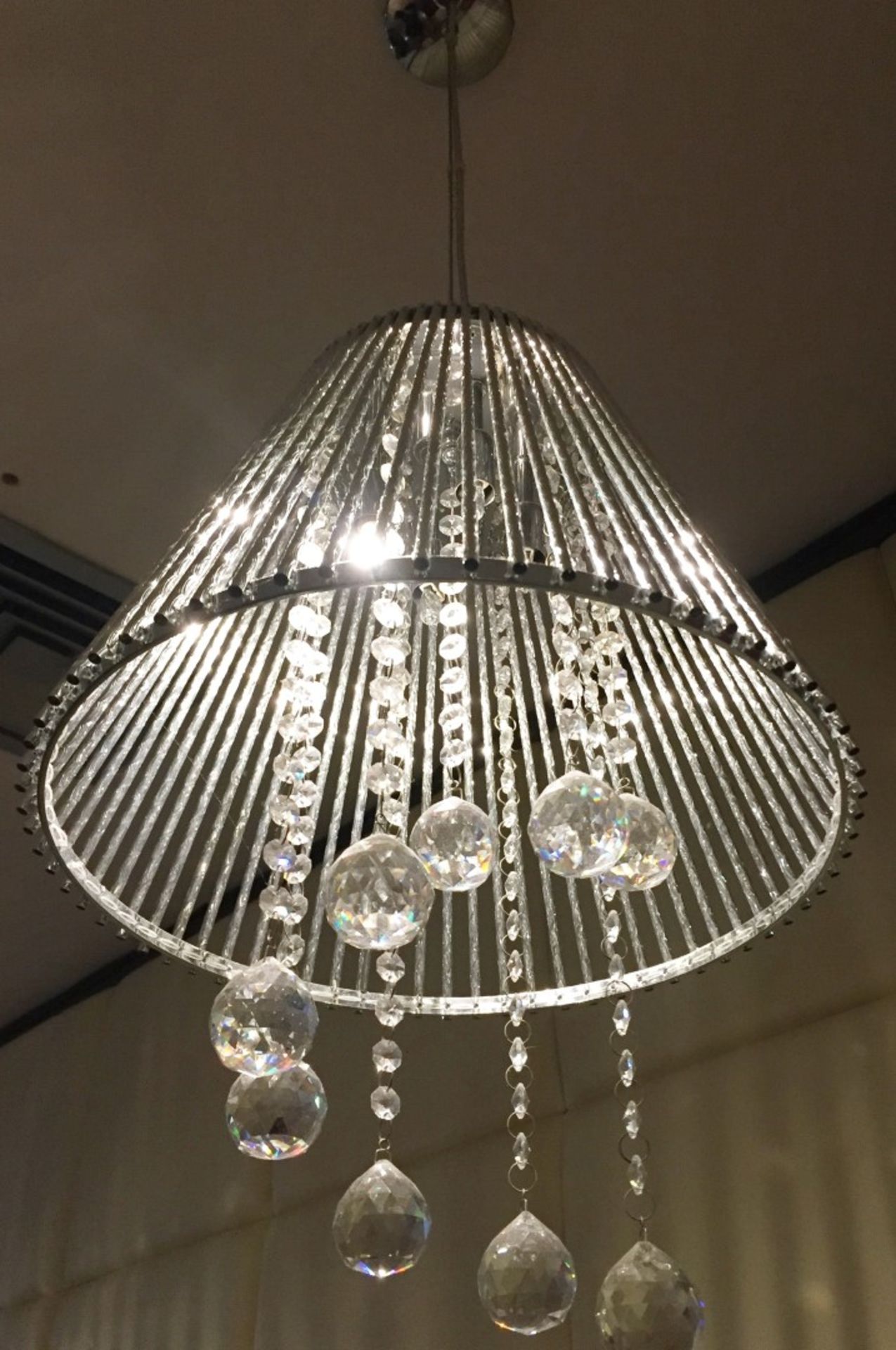 2 x Contemporary Pendant Ceiling Lights With Faux Crystal Droplets - CL188 - Ref GF1 - Location: