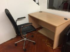 1 x Office Desk With Black Leather Swivel Chair - CL188 - Ref B44 - Location: London W1J