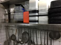 1 x Large Collection of Various Commercial Kitchen Equipment - Includes Pans, Cooking Utensils,