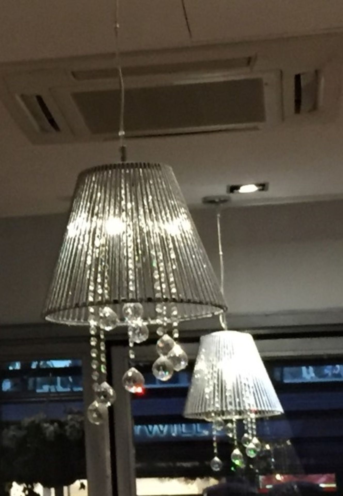 2 x Contemporary Pendant Ceiling Lights With Faux Crystal Droplets - CL188 - Ref GF1 - Location: - Image 4 of 4