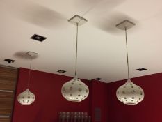 3 x Suspended Decorative Ceiling Light Fittings - CL188 - Ref 1ST60 - Drop: 75cm x Diameter: