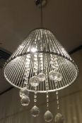 2 x Contemporary Pendant Ceiling Lights With Faux Crystal Droplets - CL188 - Ref GF1 - Drop