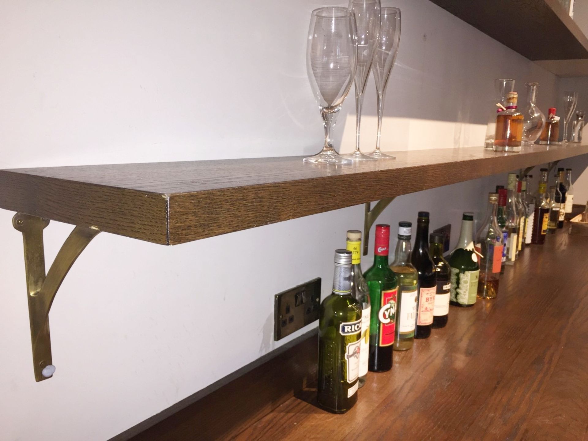 1 x Large Solid Wood Bar Shelf - Over 3 Metres Wide - Ideal For Hotels, Bars, and Restaurants -