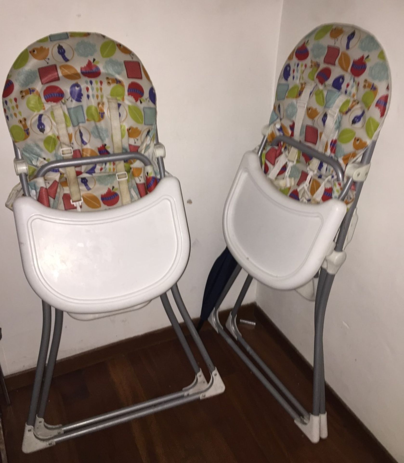 2 x Childrens High Chairs - Foldable High Chairs With Eating Trays - CL188 - Ref GF7 - Location: