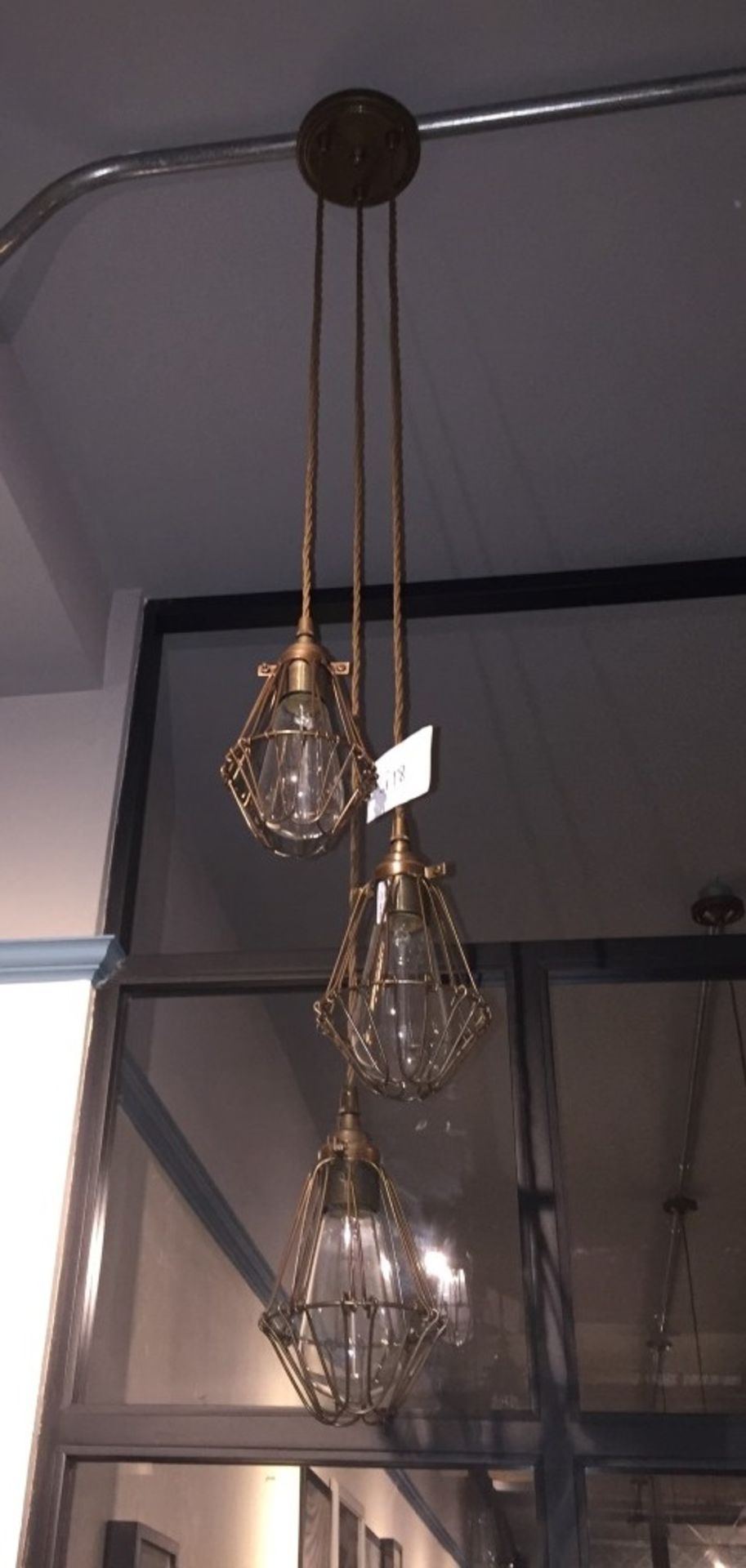 1 x Designer Industrial-Style Triple Pendant Light Fitting - Approx Dimensions: Diameter 12cm, Drop - Image 3 of 4